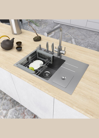 Кухонная мойка из нержавеющей стали со встроенной помойкой NSM-7047 Nett (336932932)