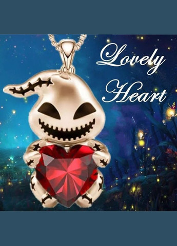 Ланцюжок з кулоном золотий Привид із серцем червоний камінь фіаніт Fashion Jewelry (285110644)