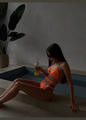 Оранжевый летний купальник раздельный Україна UMButik