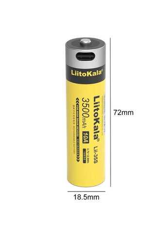 Аккумулятор 18650 Lii-35S 3.7V 3500mAh USB Type-C (1312) LiitoKala (333831985)