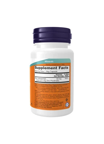 Zinc Picolinate 50 mg - 30 vcaps (Пошкоджена банка) Now Foods (392444341)