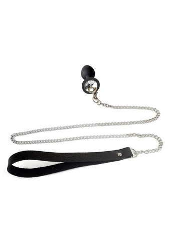 Силіконова анальна пробка Metal Anal Plug with Leash size L з повідцем Black Art of Sex (339866152)