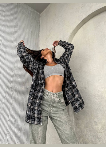 Черная повседневный рубашка в клетку No Brand