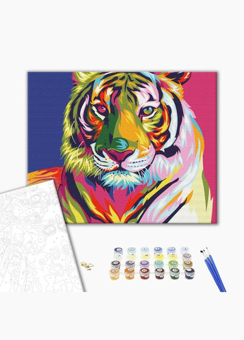 Картина за номерами Тигр в стилі поп арт Поп-арт картини в цифрах тварини Розмальовка за номерами 40х50 BS9203 Brushme (308988847)