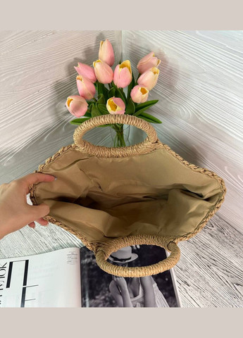 Сумка стильна жіноча з рафії плетена колір з підкладом на затяжці No Brand (330618777)