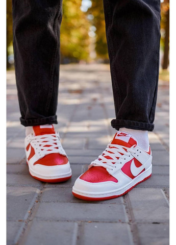 Білі літні кросівки nike sb dunk low retro red white найк сб данк No Brand