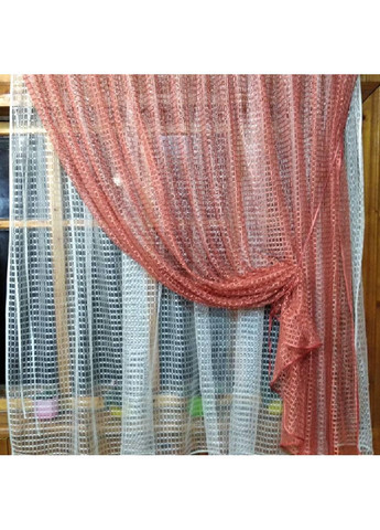 Кухонная занавеска готова короткая Дина терракот и молочка No Brand (372134004)