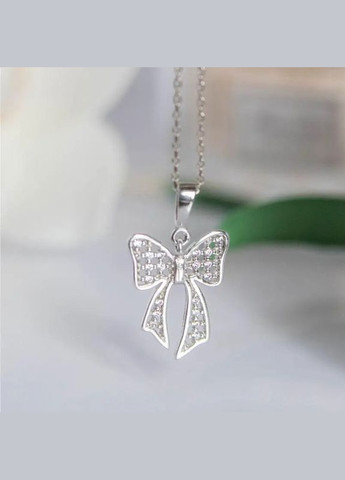 Подвес серебряный Бантик с россыпью белых фианитов. Каштан (342335310)