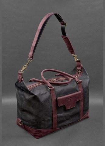 Дорожня сумка з канвасу та натуральної бордової шкіри Crazy Horse (A-028162) BlankNote (327874348)