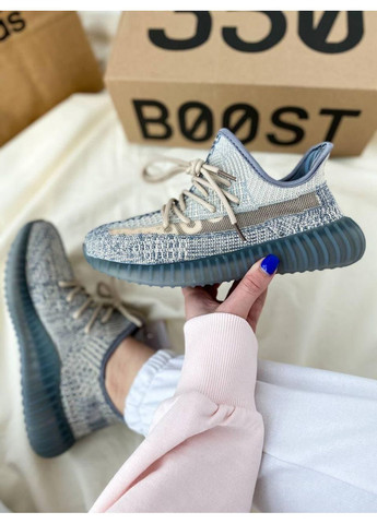 Голубые демисезонные кроссовки мужские adidas yeezy boost 350 v2 israfil адидас изи буст No Brand