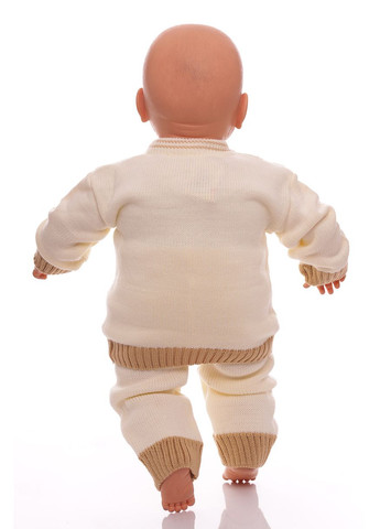 Бежевый зимний костюм с длинным рукавом вязаный с кисой бежевый 68 см (28435) BABYKROHA