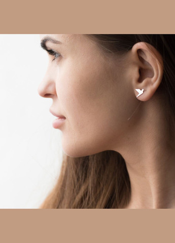 Золоті сережки-пусети Літаючі пташки с06408 Oniks (264024982)