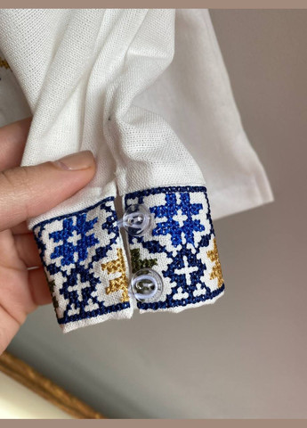 Молочна дитяча лляна вишиванка для хлопчиків вишита нитками поліестер, еластан, льон (317595555)