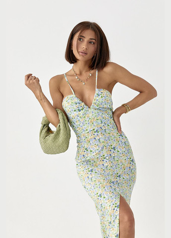 Летний женский цветочный сарафан на бретелях Lurex