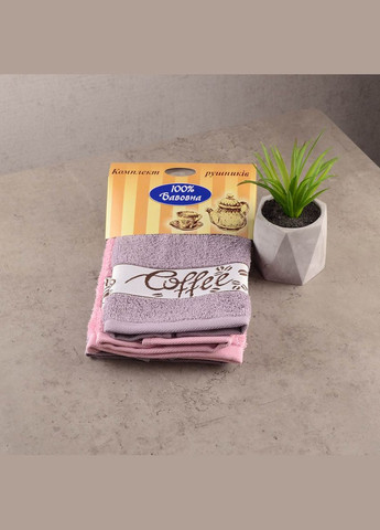 GM Textile набор кухонных махровых полотенец 2шт 30x50см, 30x50см coffee 400г/м2 (серый/розовый) комбинированный производство -