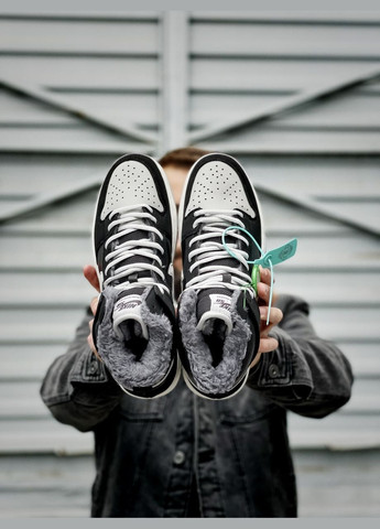 Черные зимние кроссовки зимние мужские nike sb dunk winter high black fur | найк сб данк черные с мехом No Brand