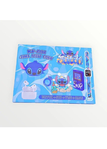 Комплект детский подарочный с беспроводными наушниками TWS в чехле часами игровой ретро консолью SUP (482251-Prob) Стич Unbranded (372503878)