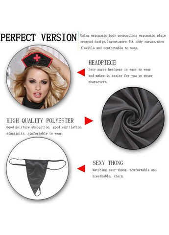 Костюм Медсестра платье, шапочка на обруче, стринги, черно-красный, O/S Sunspice (332053119)