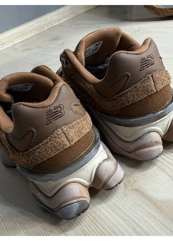 Кроссовки женские и мужские NB 9060-6 замша с сеткой потертые унисекс коричневые No Brand коричневые всесезоны (362342472)