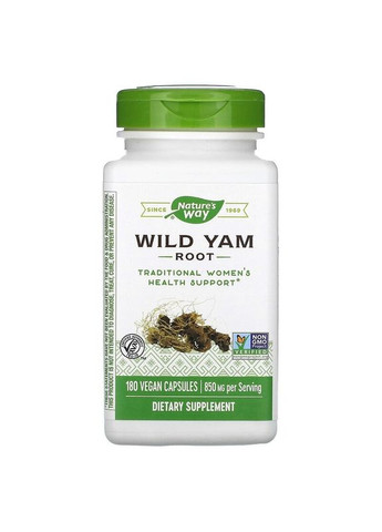 Корень дикого ямса 850 мг Wild Yam Root для женского здоровья 180 веганских капсул Nature's Way (292740095)