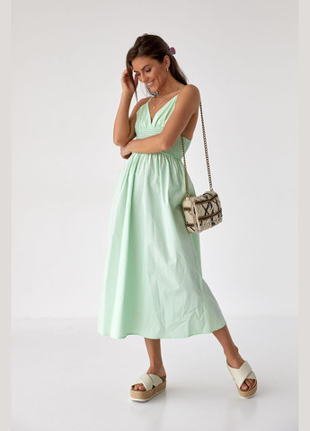 М'ятна повсякденний однотонний сарафан із резинкою на талії foli women гірчичний колір l з відкритими плечима No Brand однотонна