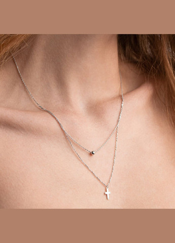 Двойное золотое колье Шар и крестик кол01923 45 Oniks (302449043)