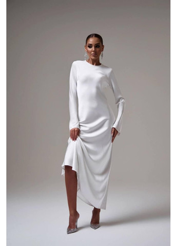 Белое праздничный платье женское праздничное макси шелковое приталенное на молнии No Brand однотонное