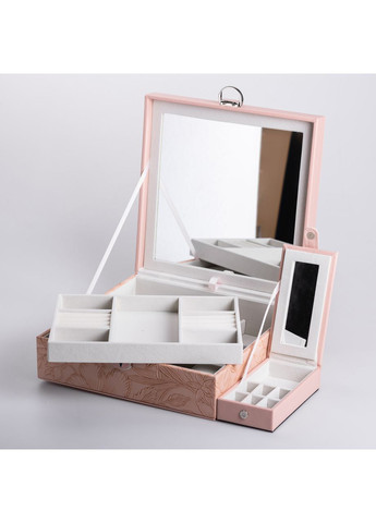 Шкатулка-органайзер для украшений с замком 25х25х8,5 см Розовый Yiwu (360454867)