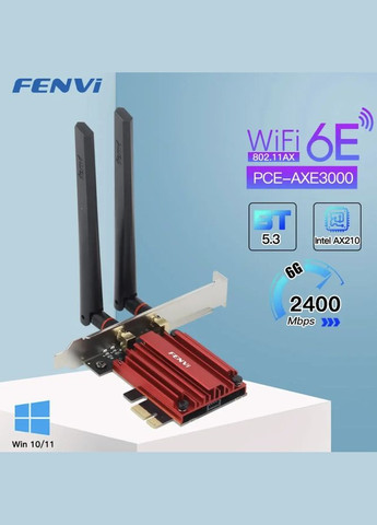 УЦИНКА! Сетевая карта WiFi+Bluetooth 6E AXE3000. Wifi 2.4G/5G/6G, Bluetooth 5.3 (Intel AX210) Fenvi (347642550)