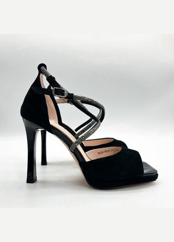 Черные босоножки (р) замша 0-1-1-fl-266-tm-166-p-003 Danler с ремешком