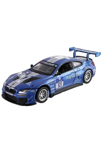 Автомодель инерционная металлическая BMW M6 GT3 синяя 1:32 двери открываются со светом и звуком АВТОПРОМ (378358233)