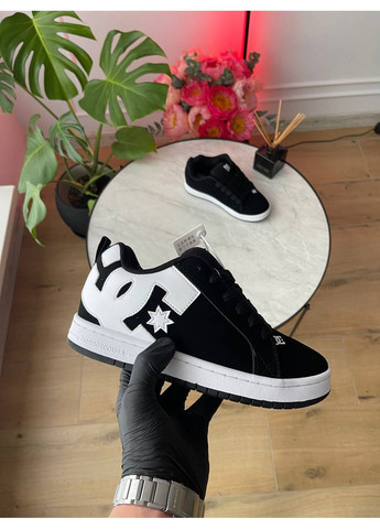 Чорно-білі Осінні кросівки чоловічі і жіночі dc shoes court graffik black white | дс шуз чорно-білі No Brand