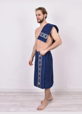 Банний набір для ванної з тапочками махра 70х150 Синій (П4К-am-mahra-m-008) No Brand синій