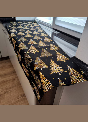 Ранер на стол, декоративная дорожка черная водоотталкивающая тефлоновая Новогодняя елка 45, 178 Maystat (324231889)