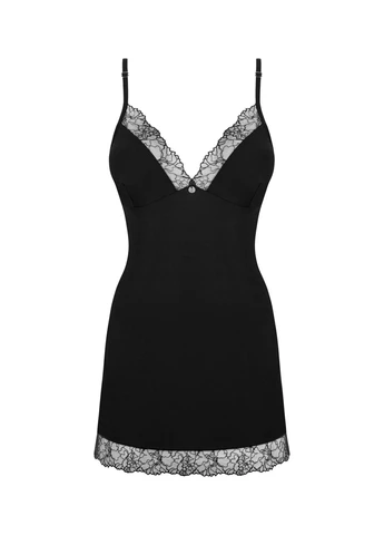 Рубашка и трусики Bella Rou chemise & thong черные - CherryLove Obsessive (296623254)