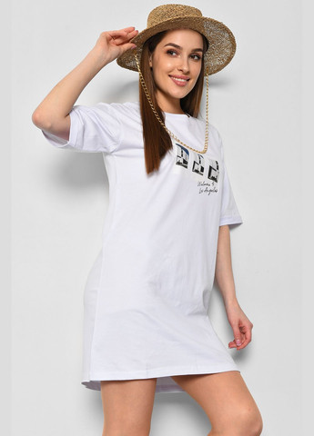 Туника женская из ткани лакоста белого цвета Let's Shop (290839517)