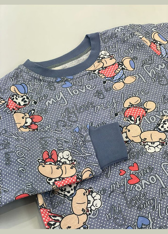 Синя зимня утеплена піжама для дівчинки Фламинго