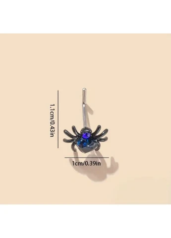 Черная сережка для пирсинга носа Паук с синим фианитом LuxAurum248 Liresmina Jewelry (402249263)