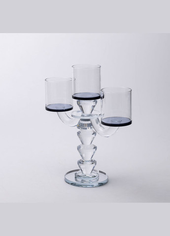 Подсвечник-канделябр стеклянный Parallels на 3 свечи 23 см Yiwu (328603847)