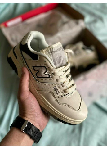 КРОСІВКИ ЖІНОЧІ NEW BALANCE 550 BEIGE BLACK GREY НЬЮ БЕЛАНС 550 ЧОРНІ No Brand чорні демісезони (390651762)