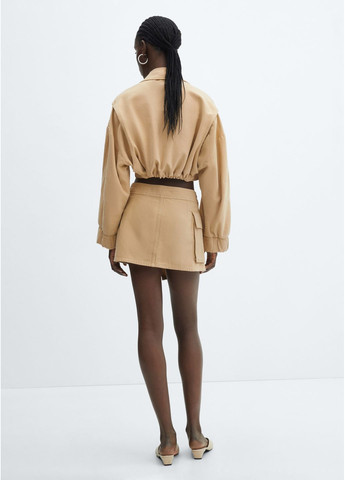 Бежевая кэжуал однотонная мини-юбка Mango