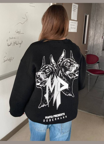 Чорний жіночий теплий світшот трьохнитка петля на флісі собака чорний You Best (301786863)