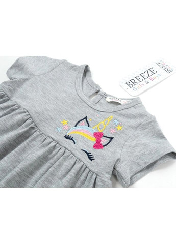 Серое платье с единорогом (16991-92g-gray) Breeze (300624785)