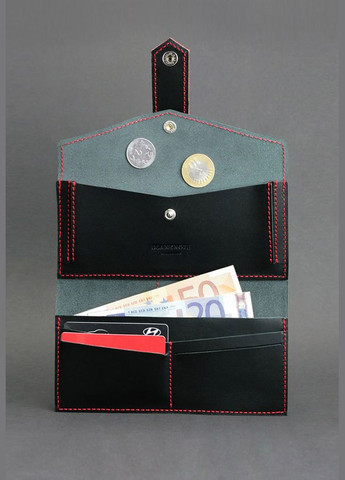 Шкіряне жіноче портмоне 3.0 чорне з червоним (A-026108) BlankNote (328444911)