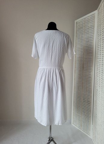 Білий святковий, повсякденний, домашній, пляжна, кежуал жіноча літня сукня з карманами та підкладкою No Brand однотонна