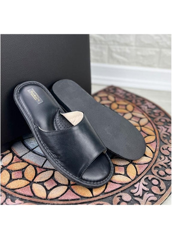 Чоловічі шкіряні тапочки відкриті VS-0040200 Чорні LuckLine (299486703)
