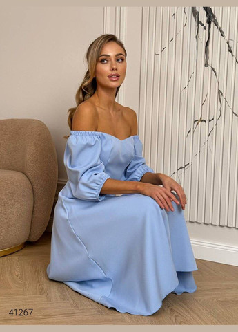 Блакитна повсякденний сукня довжини міді Liton однотонна