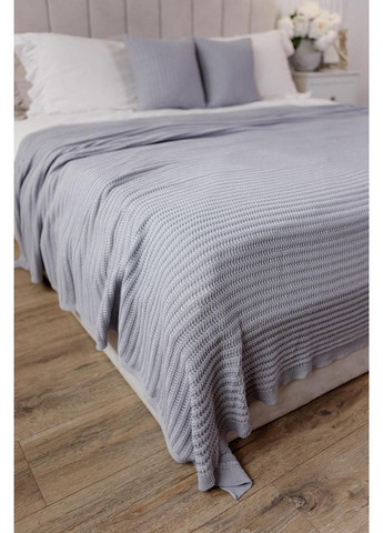 Вязаный плед Cotton серый 120х200 см для дома и отдыха одеяло для сна. ProDobro (369365378)