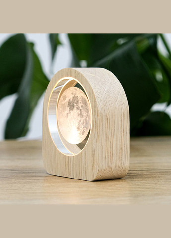 3D Ночник хрустальный Лазерная Луна с деревянным основанием и USB см (MH-TF0259-3-8D) Гранд Презент (326800783)