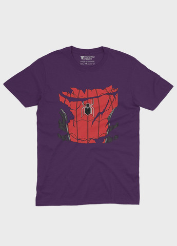 Фиолетовая демисезонная футболка для мальчика с принтом супергероя - человек-паук (ts001-1-dby-006-014-090-b) Modno